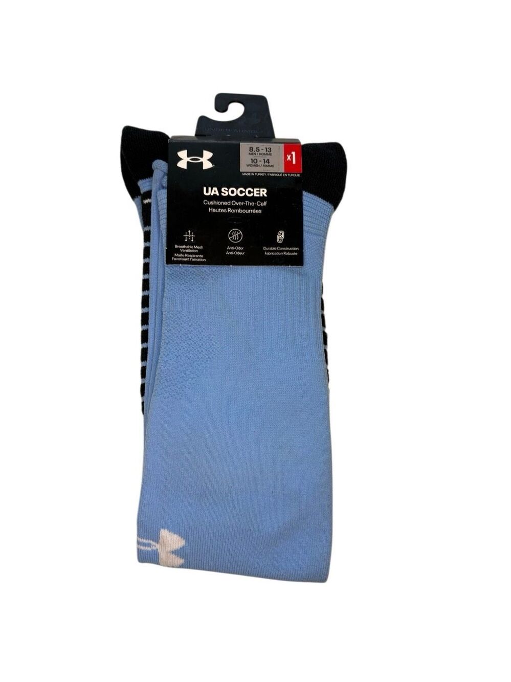 NWT Under Armour Carolina Blue Over the Calf soccer socks - M